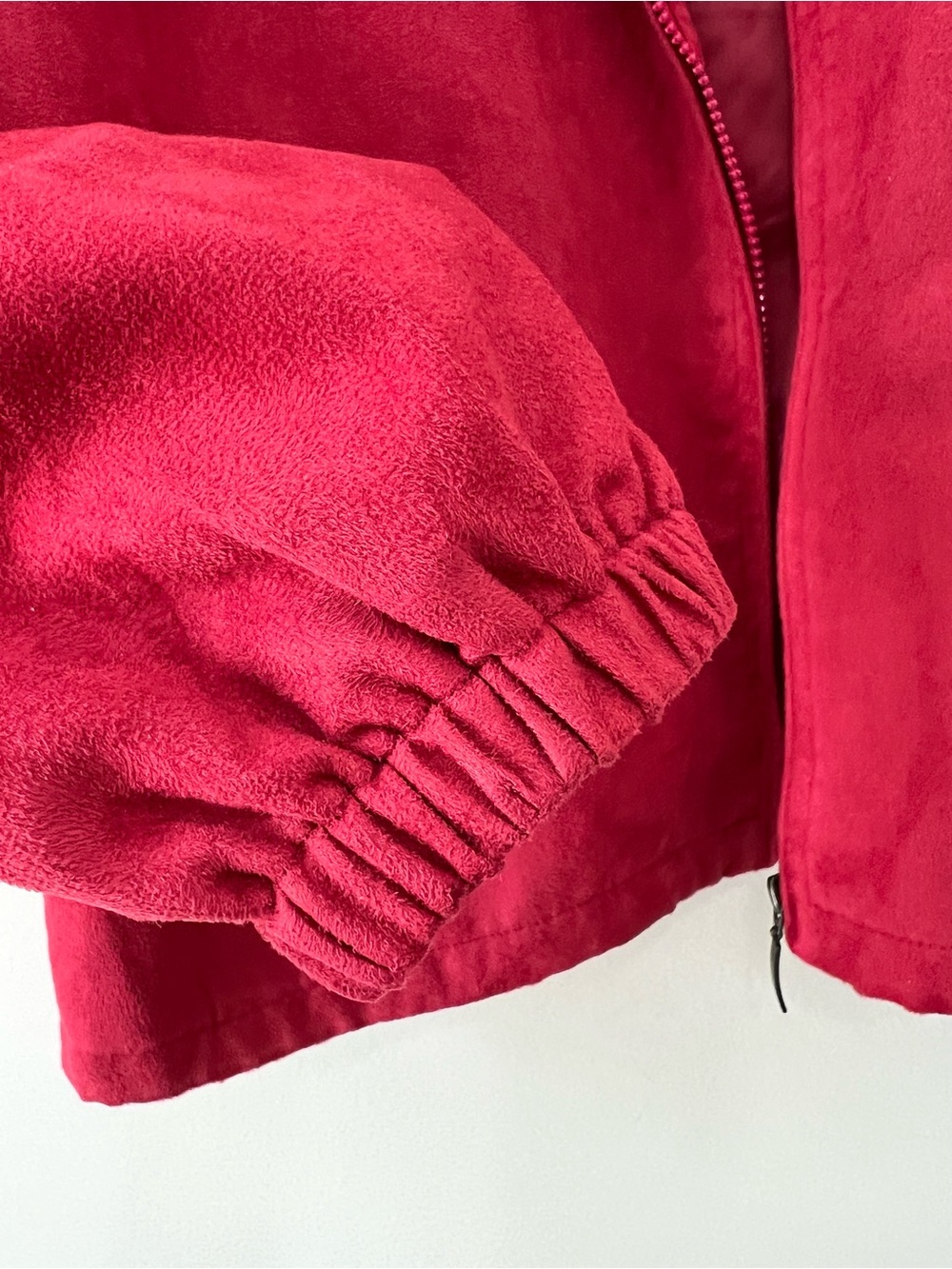 VTG 90's Monterey Club Red Faux Suede Golf Jacket Full Zip Velvet Feel Mens M - Picture 7 of 14